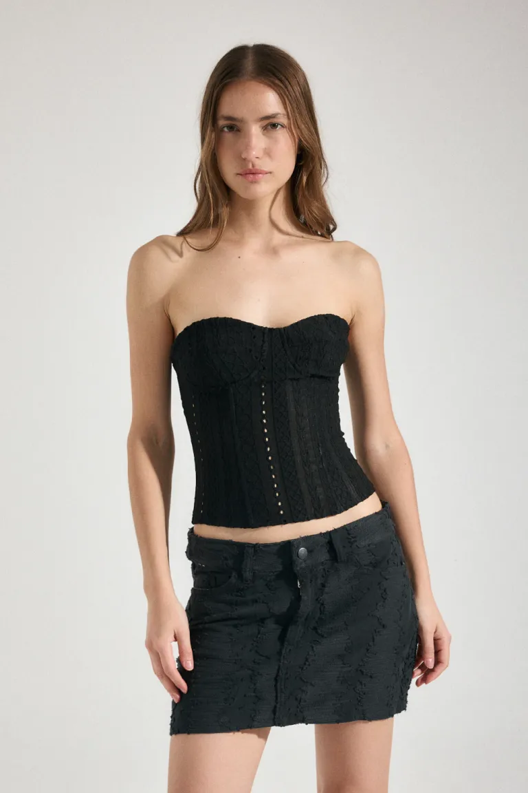 Top sin tirantes de encaje marrón, diseño strapless para mujer de Audaz en Tops para argentina