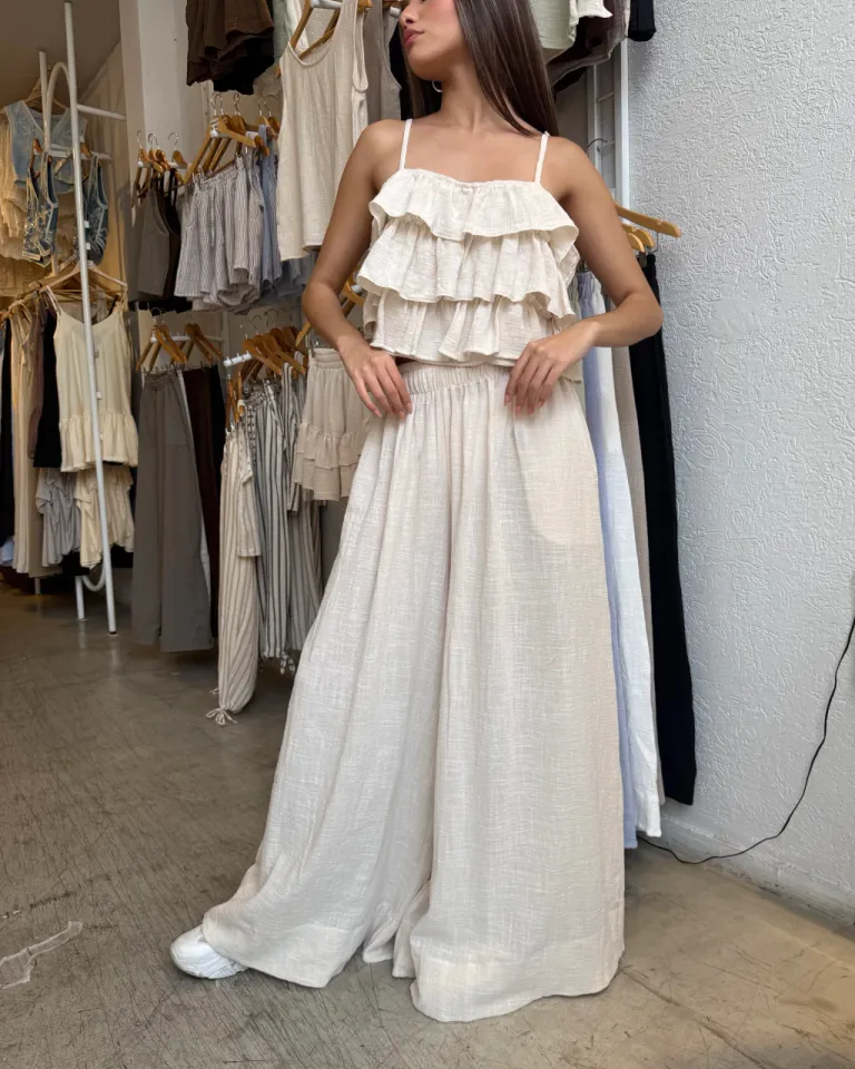 Pantalón holgado y vaporoso de bambula en estilo moderno de Belle en Pantalones para argentina