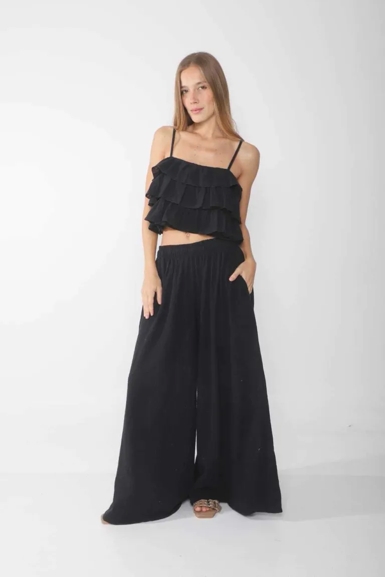 Pantalón holgado y vaporoso de bambula en estilo moderno de Belle en Pantalones para argentina