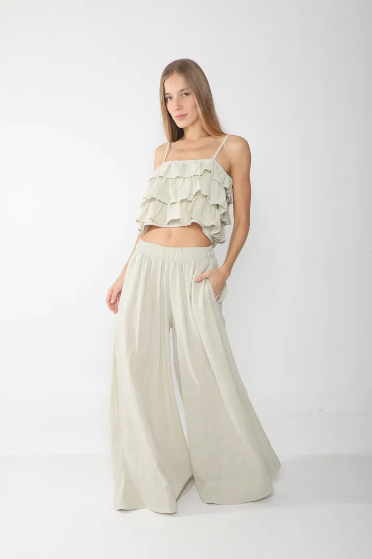 Pantalón holgado y vaporoso de bambula en estilo moderno de Belle en Pantalones para argentina