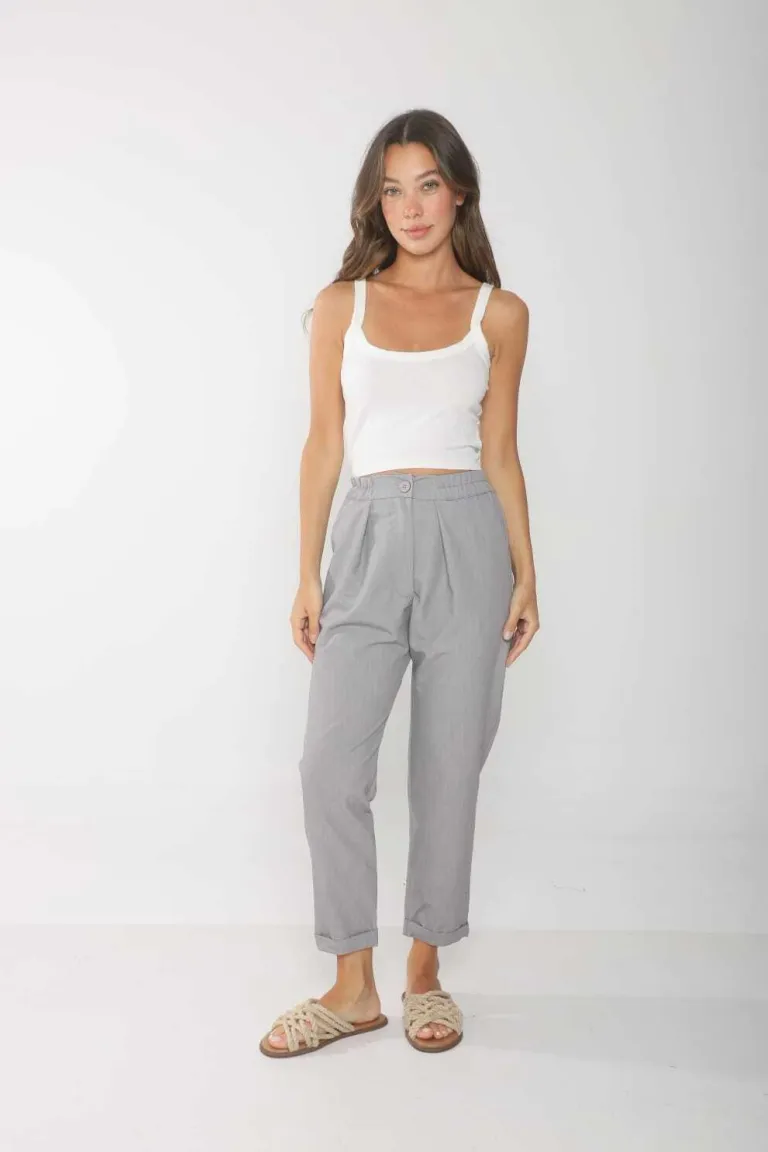 Pantalón de tela sastrera con diseño moderno y cintura elástica de Belle en Pantalones para argentina