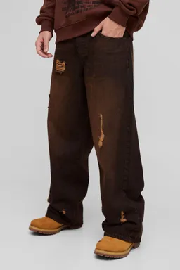 Jeans baggy rígidos teñidos marrón de Boohooman en Pantalones para argentina