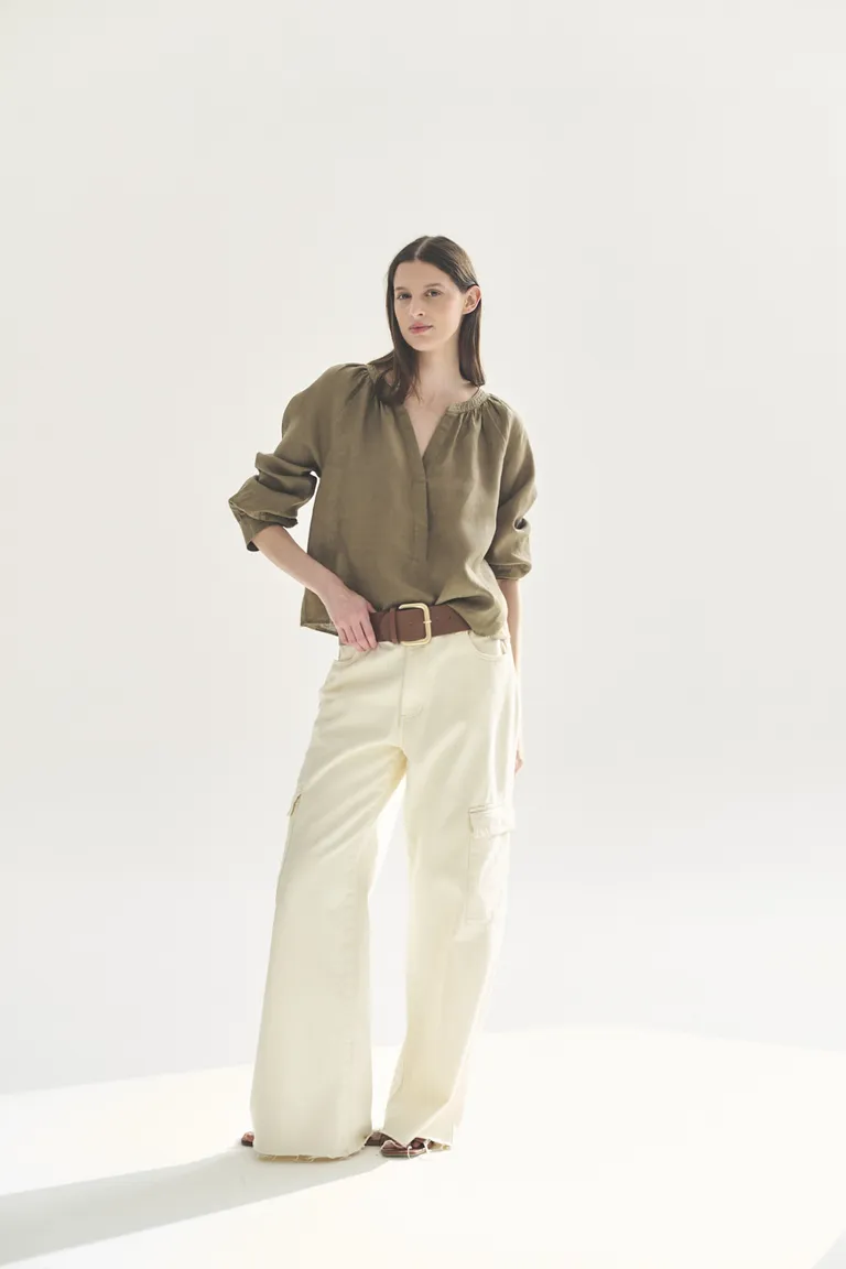 Blusa de Manga Larga con Corte Holgado en Color Verde para Mujer de Akiabara en Blusas para argentina