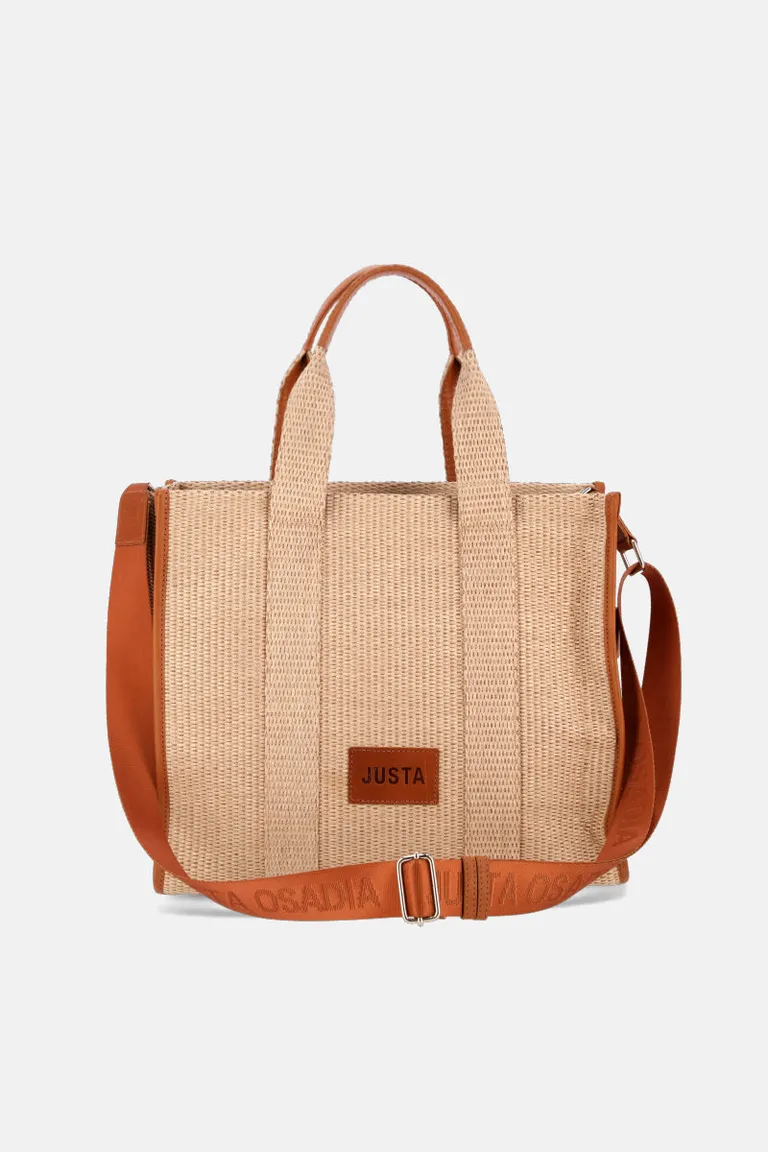 Bolso de Rafia y Cuero con Bordado Desmontable y Correa Regulable de Justaosadia en Bolsos y Carteras para argentina