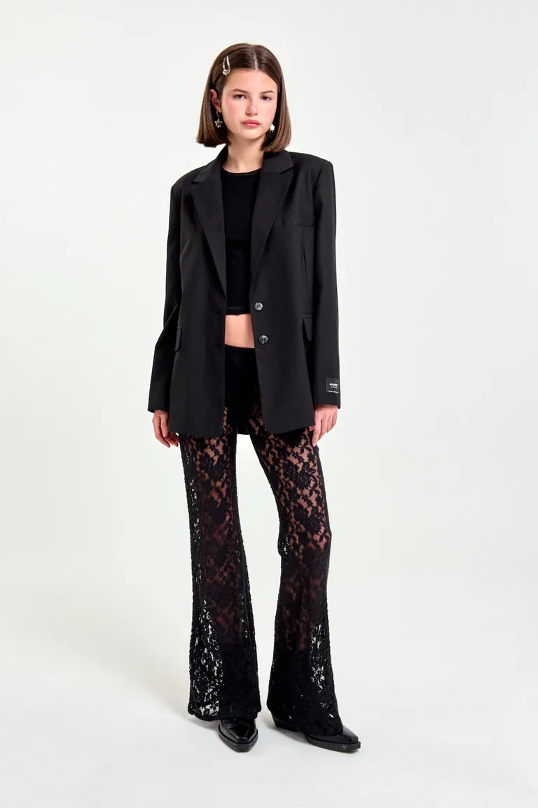 Pantalón de encaje negro de tiro bajo con cintura elástica de 47 Street en Pantalones para argentina