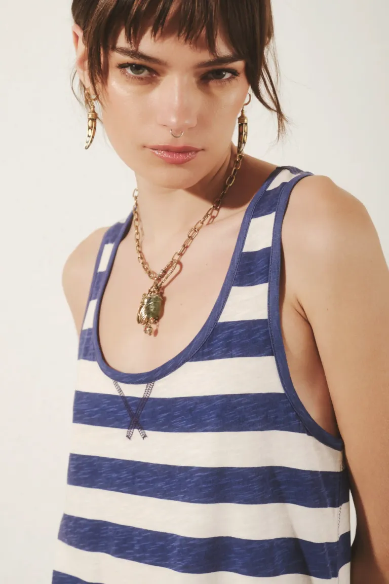 Remera de algodón con diseño de rayas azules y blancas para mujer de Rapsodia en Remeras para argentina