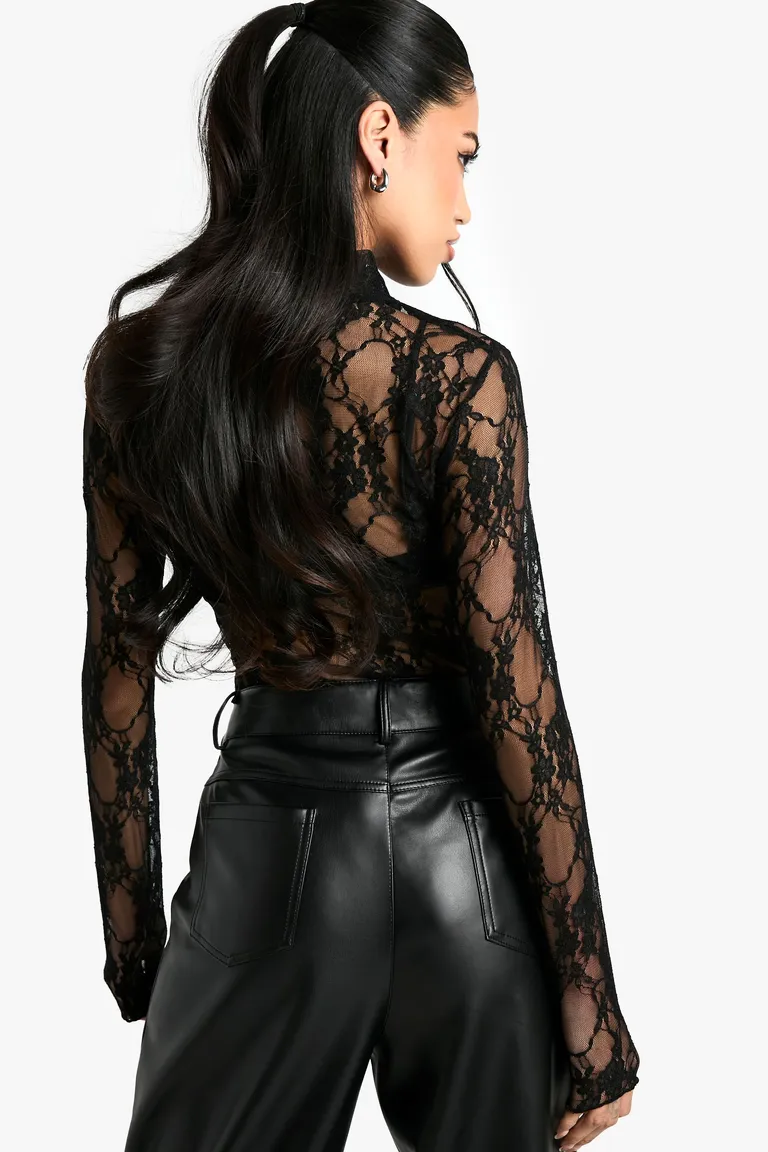 Body encaje cuello alto manga de Boohoo en Bodies para argentina