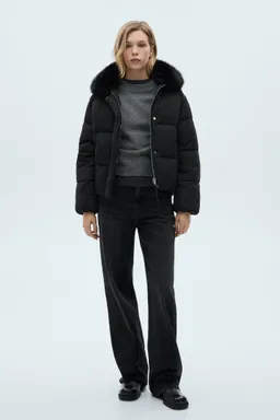 Anorak acolchado cuello pelo de Mango en Chaquetas para argentina