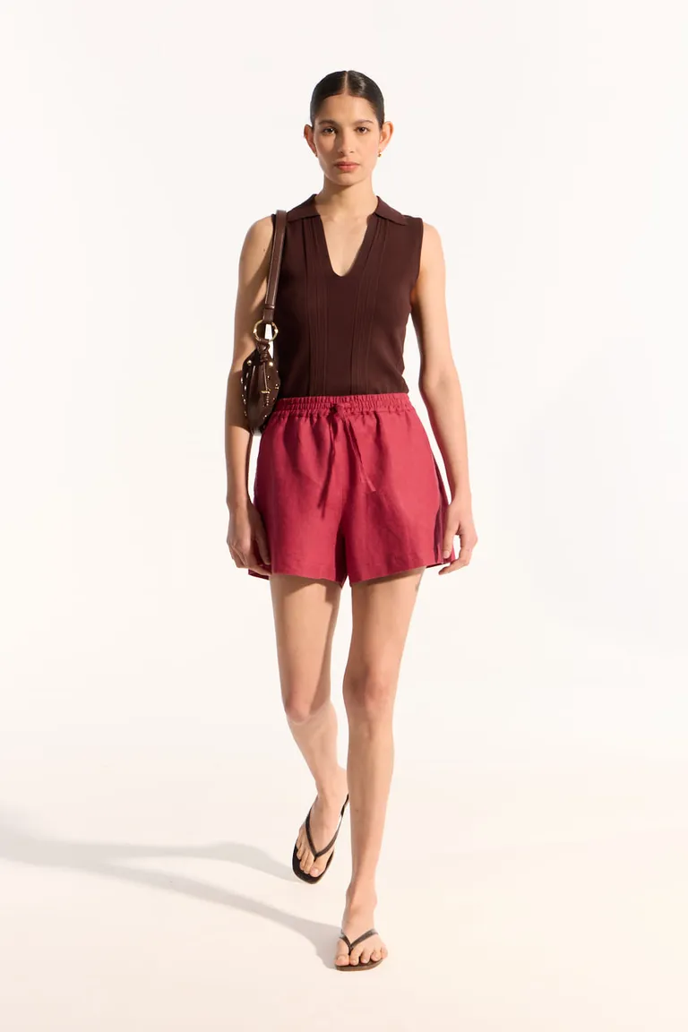 Sweater sin mangas de punto con cuello polo y escote en V de Portsaid en Buzos y Sweaters para argentina