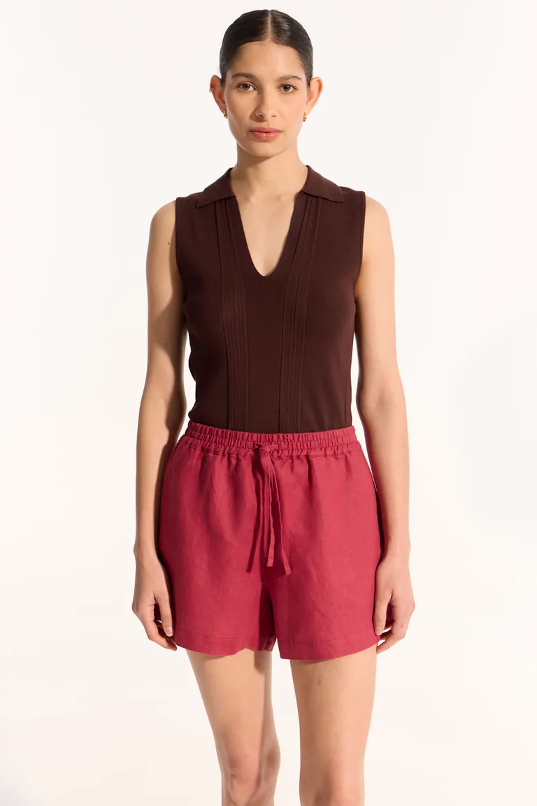 Sweater sin mangas de punto con cuello polo y escote en V de Portsaid en Buzos y Sweaters para argentina