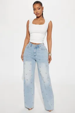 Jeans lazo recto adornado de Fashion Nova en Pantalones para argentina