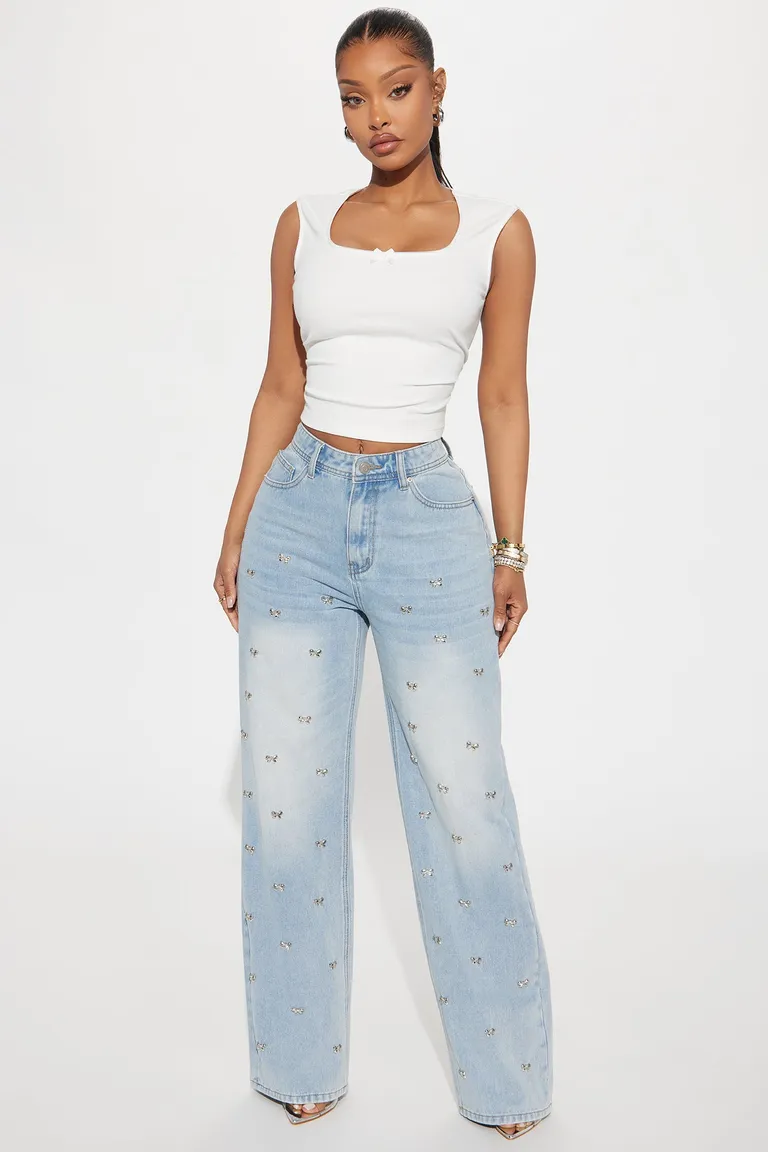 Jeans lazo recto adornado de Fashion Nova en Pantalones para argentina