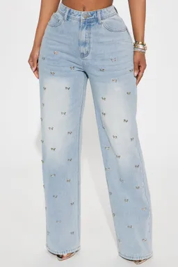 Jeans lazo recto adornado de Fashion Nova en Pantalones para argentina