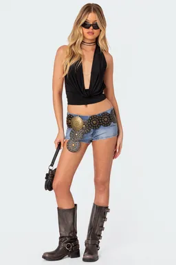 Micro short denim tiro bajo de Edikted en Shorts para argentina