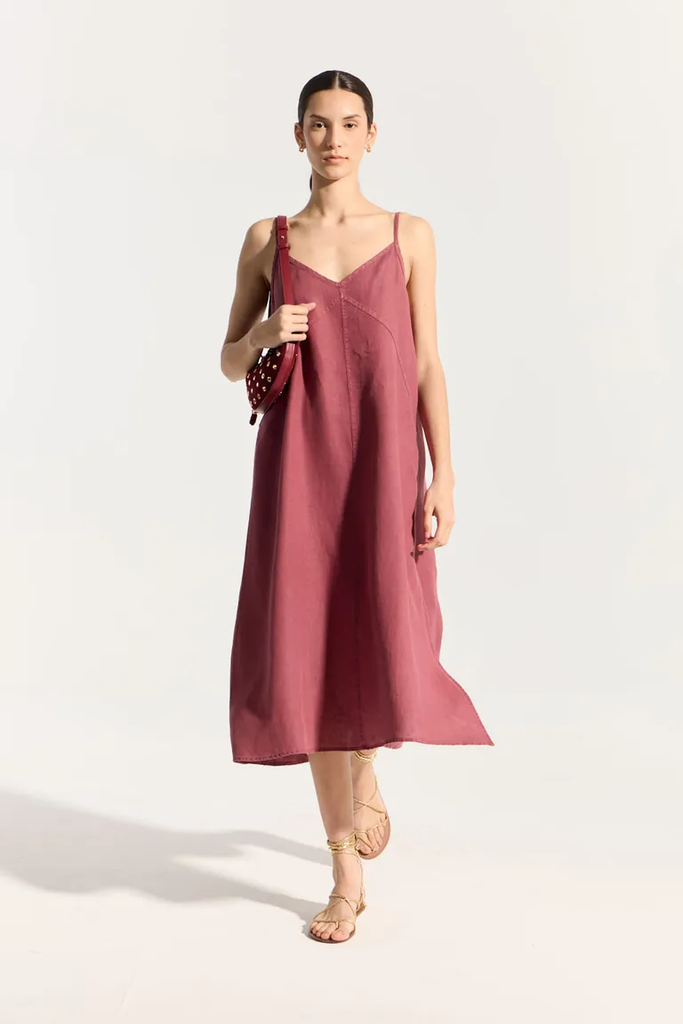 Vestido de lino suave y amplio en tonalidad rosa de Portsaid en Vestidos para argentina