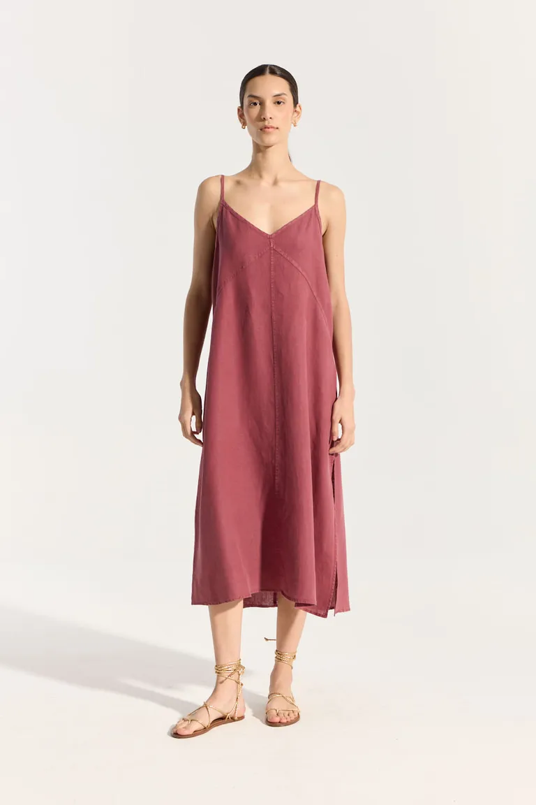 Vestido de lino suave y amplio en tonalidad rosa de Portsaid en Vestidos para argentina