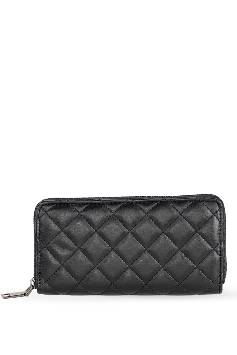 Billetera rectangular con textura matelassé y cierre perimetral metálico de Kill en Billeteras y Monederos para argentina