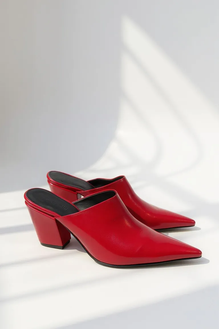 Zuecos de cuero rojo con taco de 6 cm para mujer de Maria Cher en Zuecos Planos para argentina