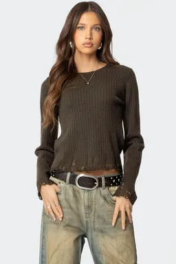 Sweater punto acanalado desgastado de Edikted en Buzos y Sweaters para argentina