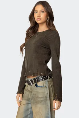 Sweater punto acanalado desgastado de Edikted en Buzos y Sweaters para argentina