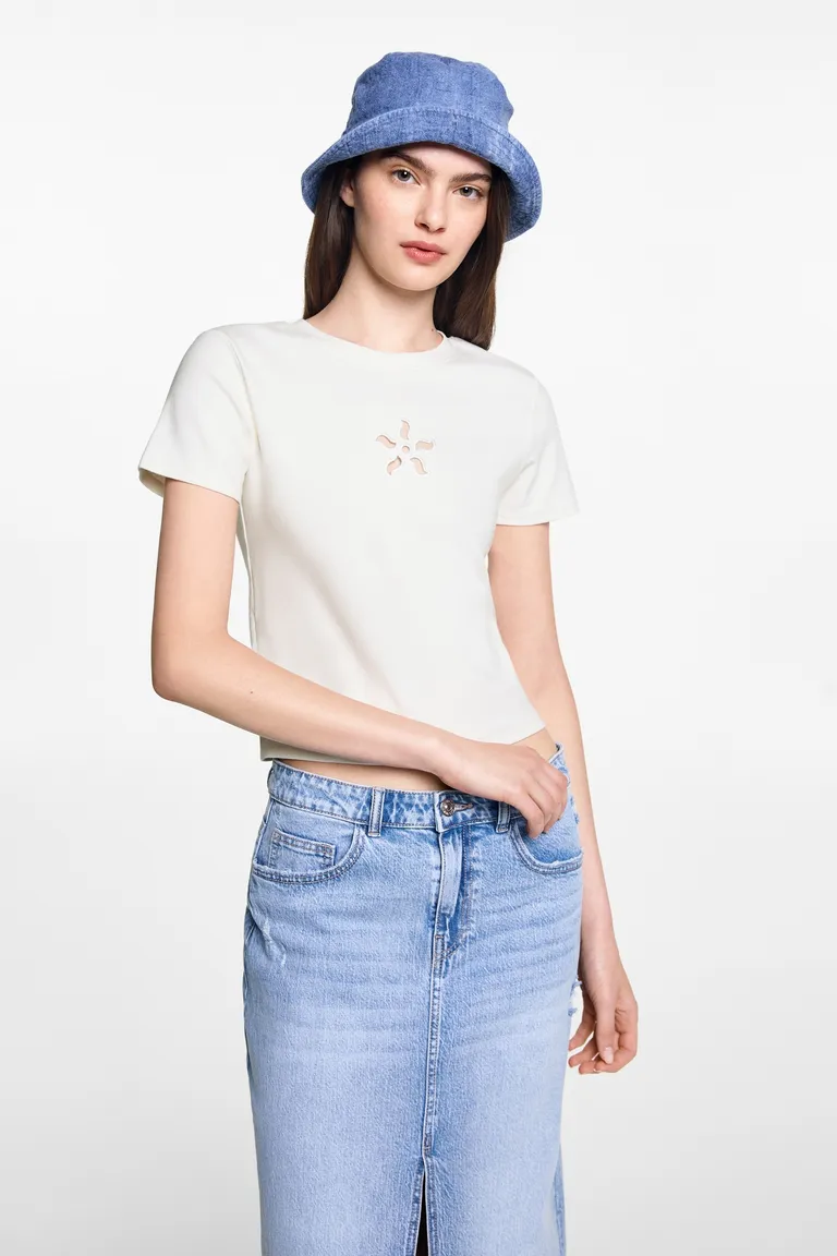 Remera calada crop de Mango Teen en Remeras para argentina