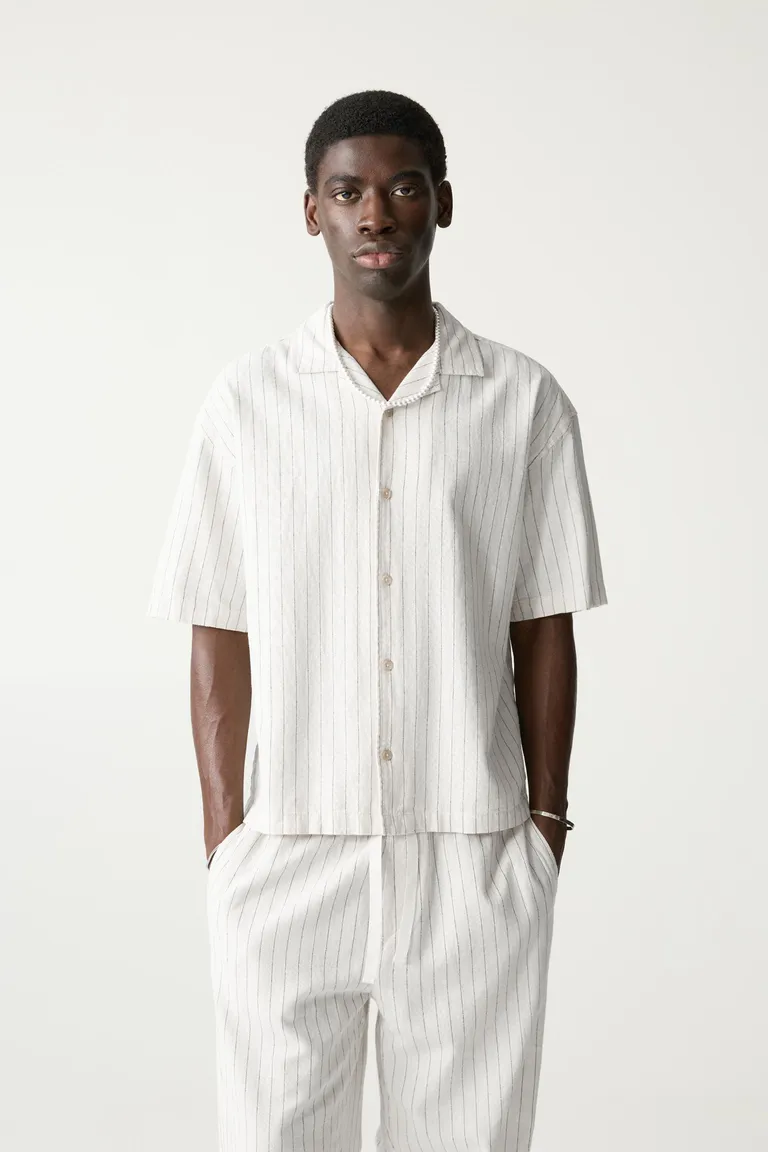 Camisa rayas con lino de Pull&Bear en Camisas para argentina