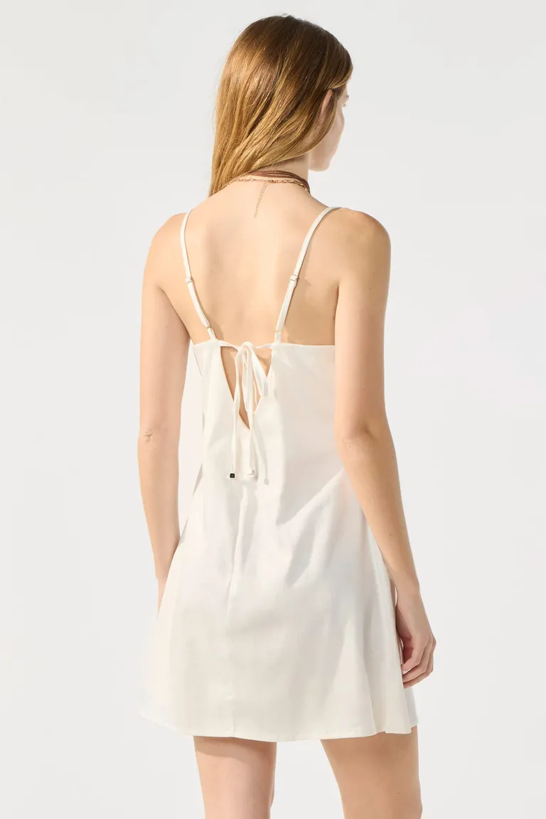 Vestido corto de algodón con escote delantero y lazo en la espalda de Cuesta Blanca en Vestidos para argentina