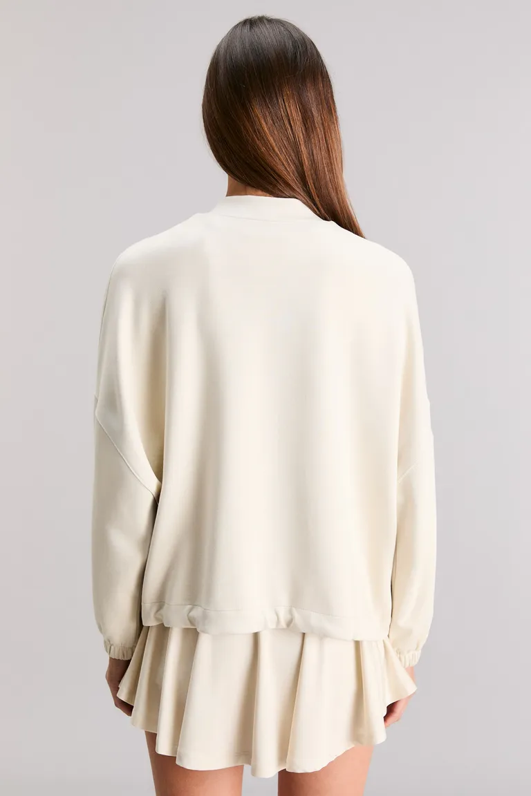 Chaqueta oversize de neoprene y viscosa con detalles en organza de Kosiuko en Chaquetas para argentina