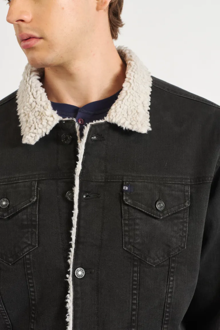Campera de jean con interior de corderito abotonada y bolsillos frontales para hombre de Bensimon en Abrigos y Camperas para argentina