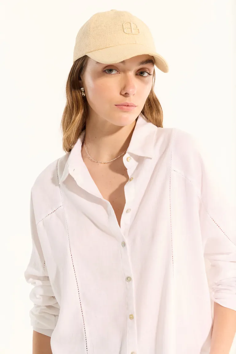 Camisa de lino de corte regular con detalles de puntillas de Portsaid en Camisas para argentina