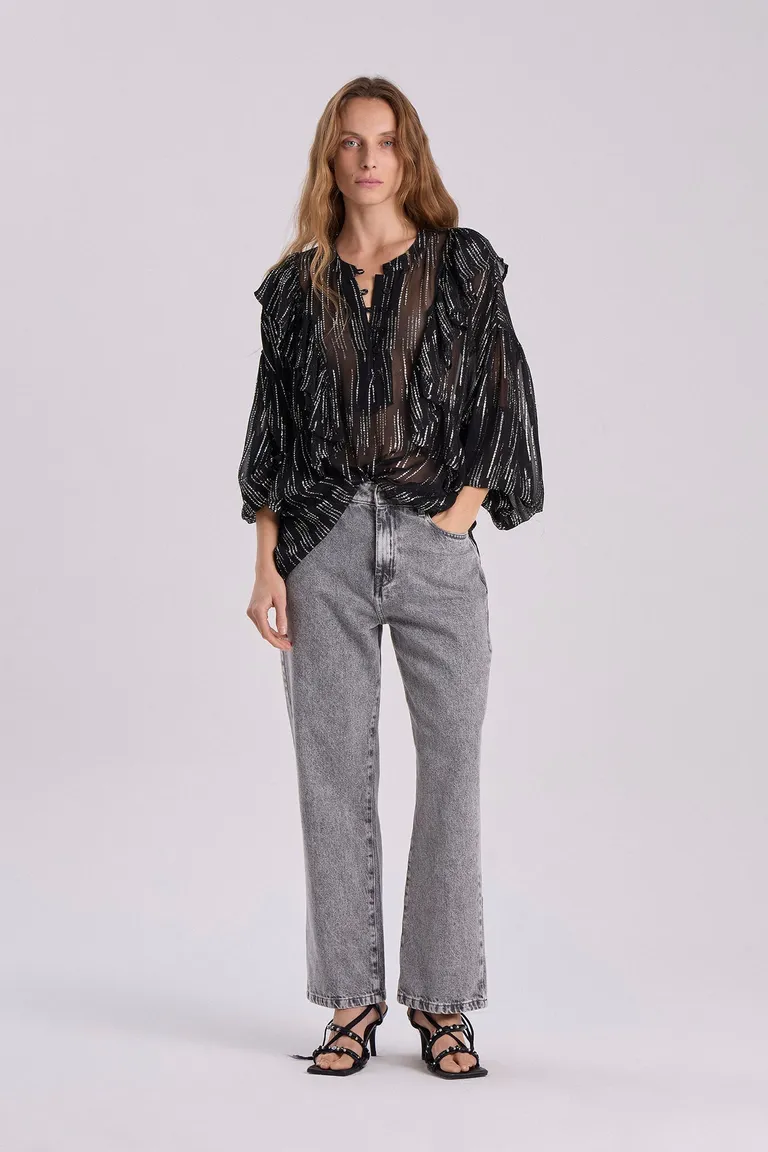 Blusa cher de georgette negra con detalles de lurex plata de Maria Cher en Blusas para argentina