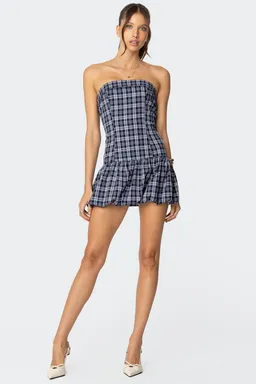 Mini vestido strapless cuadros de Edikted en Vestidos para argentina