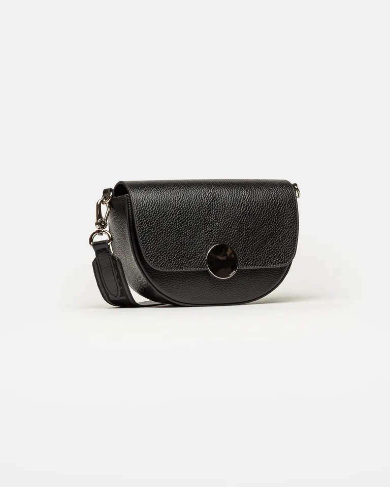 Bandolera de cuero negro con herraje en níquel - Diseño clásico y elegante de Prüne en Bolsos y Carteras para argentina