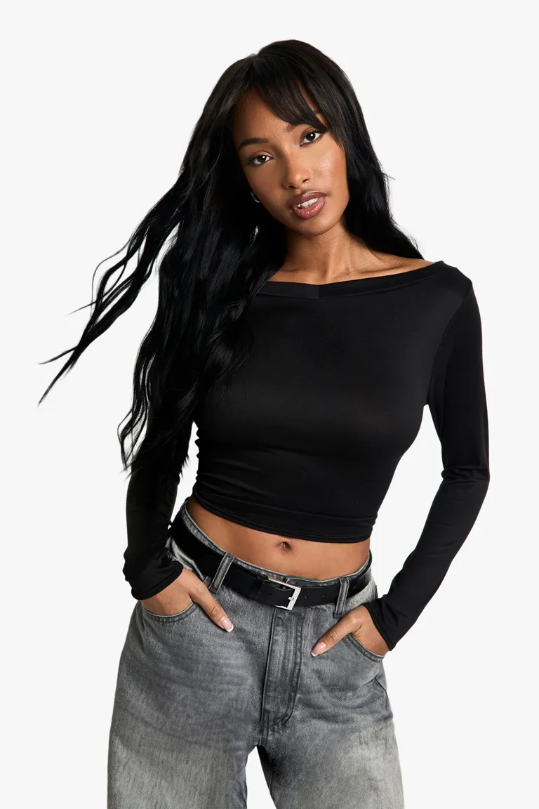 Top manga larga escote v de Boohoo en Tops para argentina