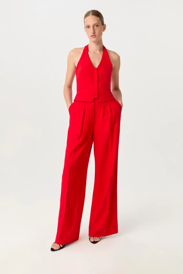 Chaleco de viscosa con efecto lino y escote en V para un toque elegante y de tendencia de Markova en Chalecos para argentina