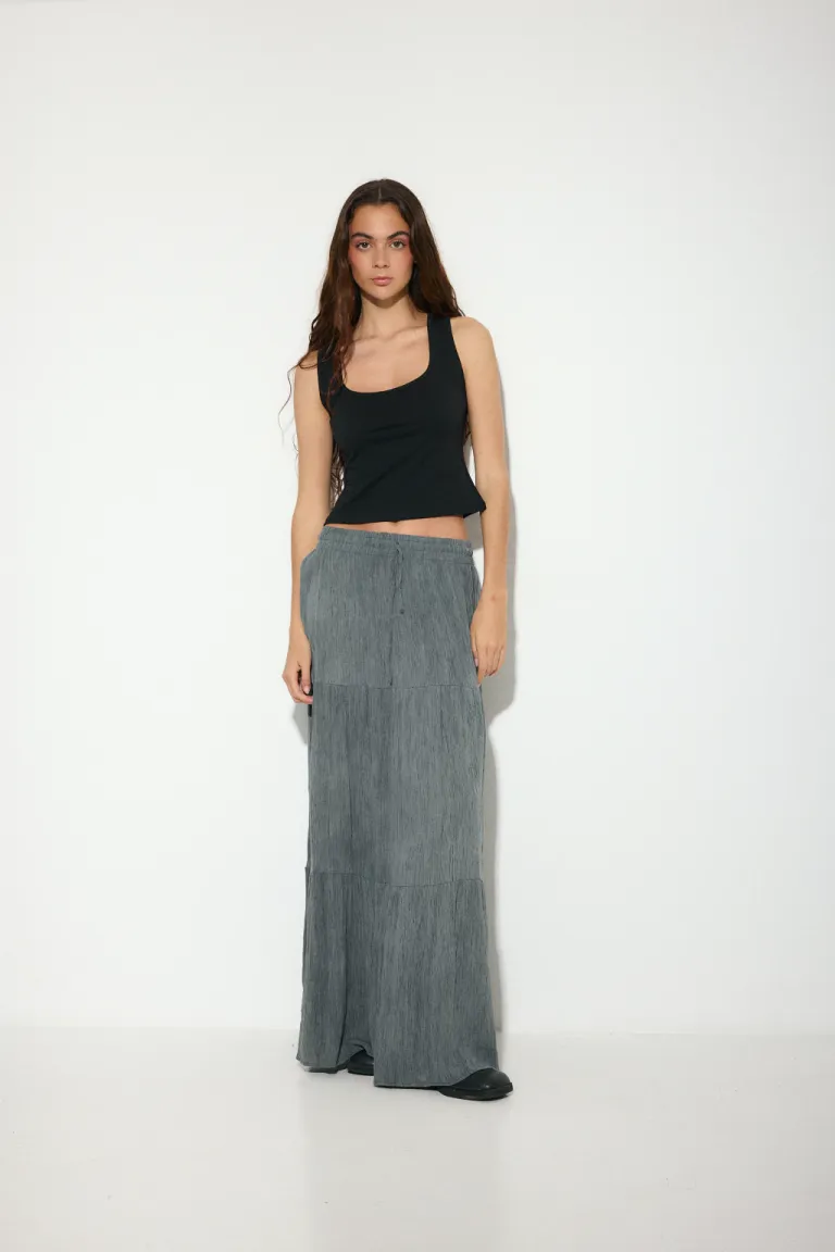 Falda de lino con cintura elástica, corte recto y acabado fino de Audaz en Faldas para argentina