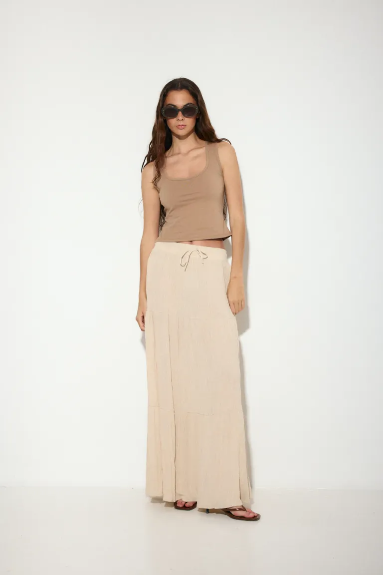 Falda de lino con cintura elástica, corte recto y acabado fino de Audaz en Faldas para argentina