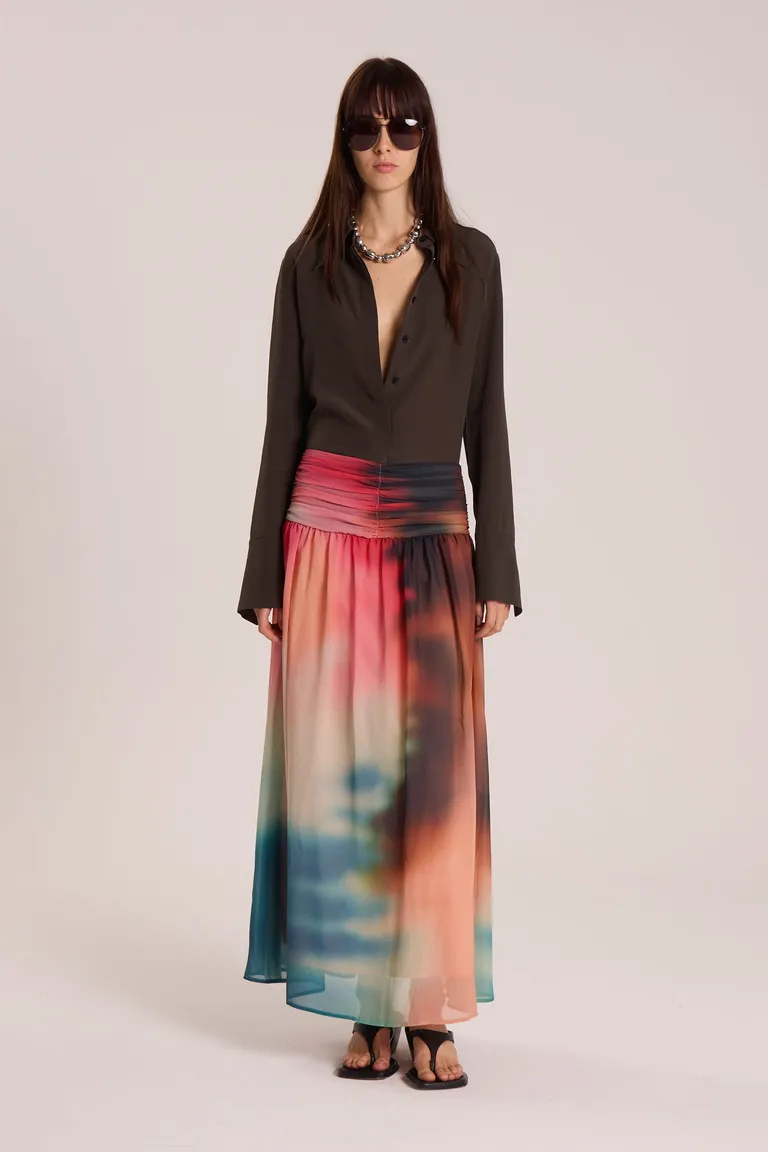 Falda larga de viscosa con diseño estampado y corte al bies de Maria Cher en Faldas para argentina