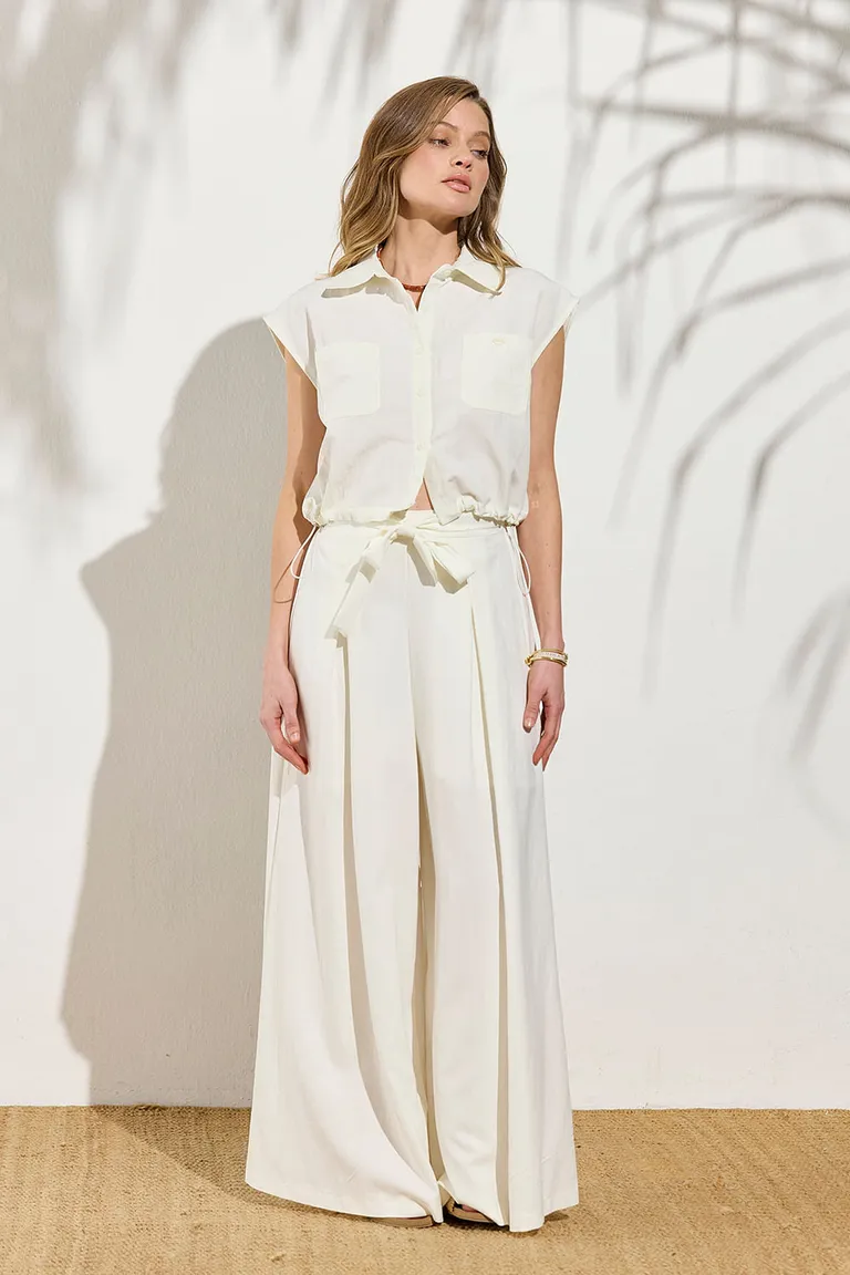 Pantalón Palazzo Blanco de Corte Recto y Amplio de Indiastyle en Pantalones para argentina