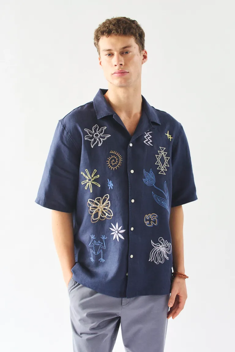 Camisa de lino de corte regular con bordados decorativos de Bensimon en Camisas para argentina