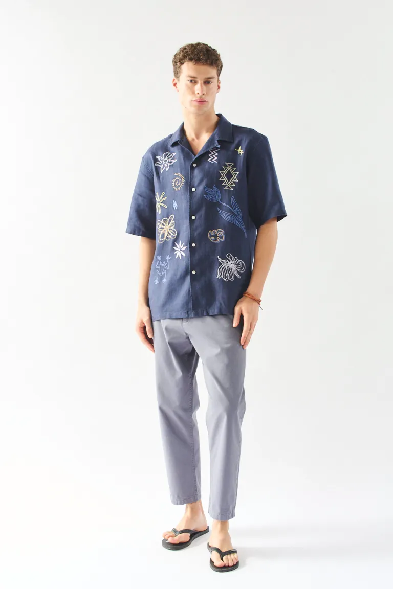 Camisa de lino de corte regular con bordados decorativos de Bensimon en Camisas para argentina