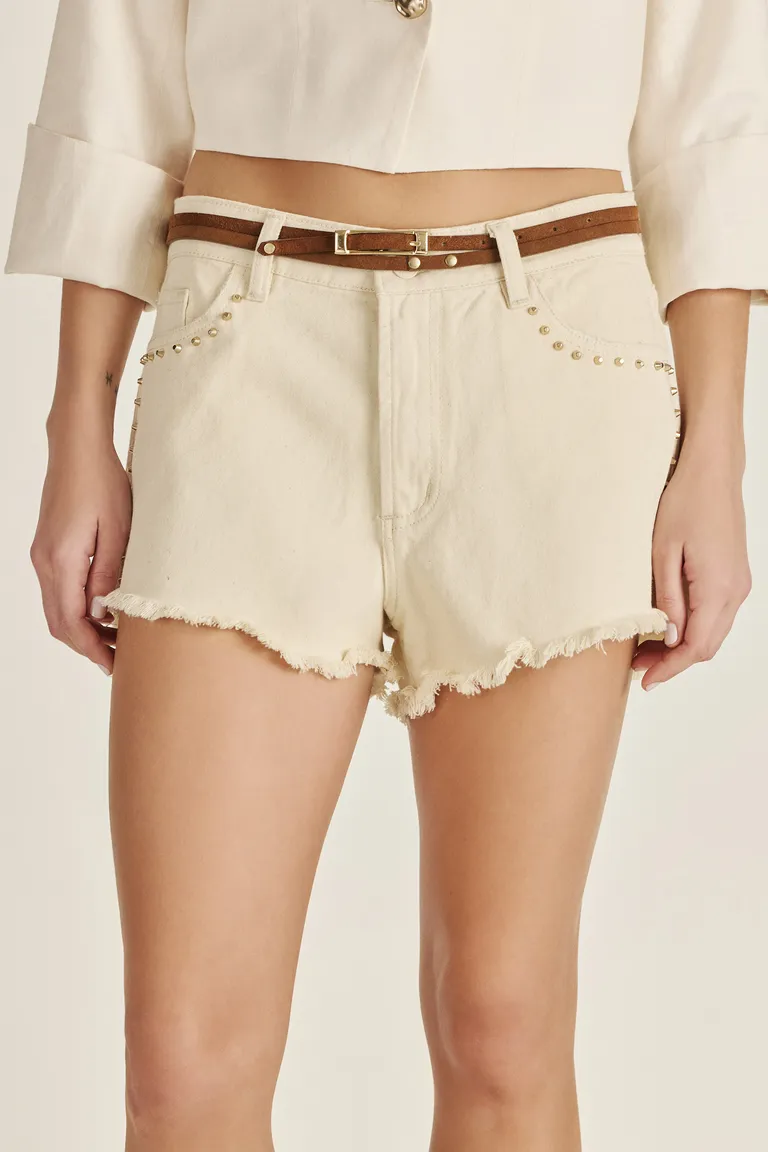 Shorts de denim de corte medio con remaches en detalles exclusivos de Tucci en Shorts para argentina