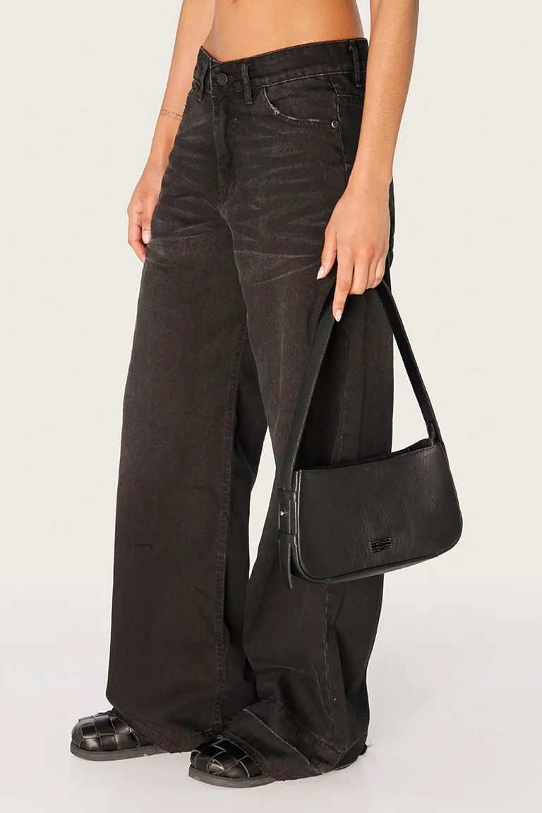 Pantalones de mezclilla negros de corte recto y largo modular de Sofia Sarkany en Pantalones para argentina