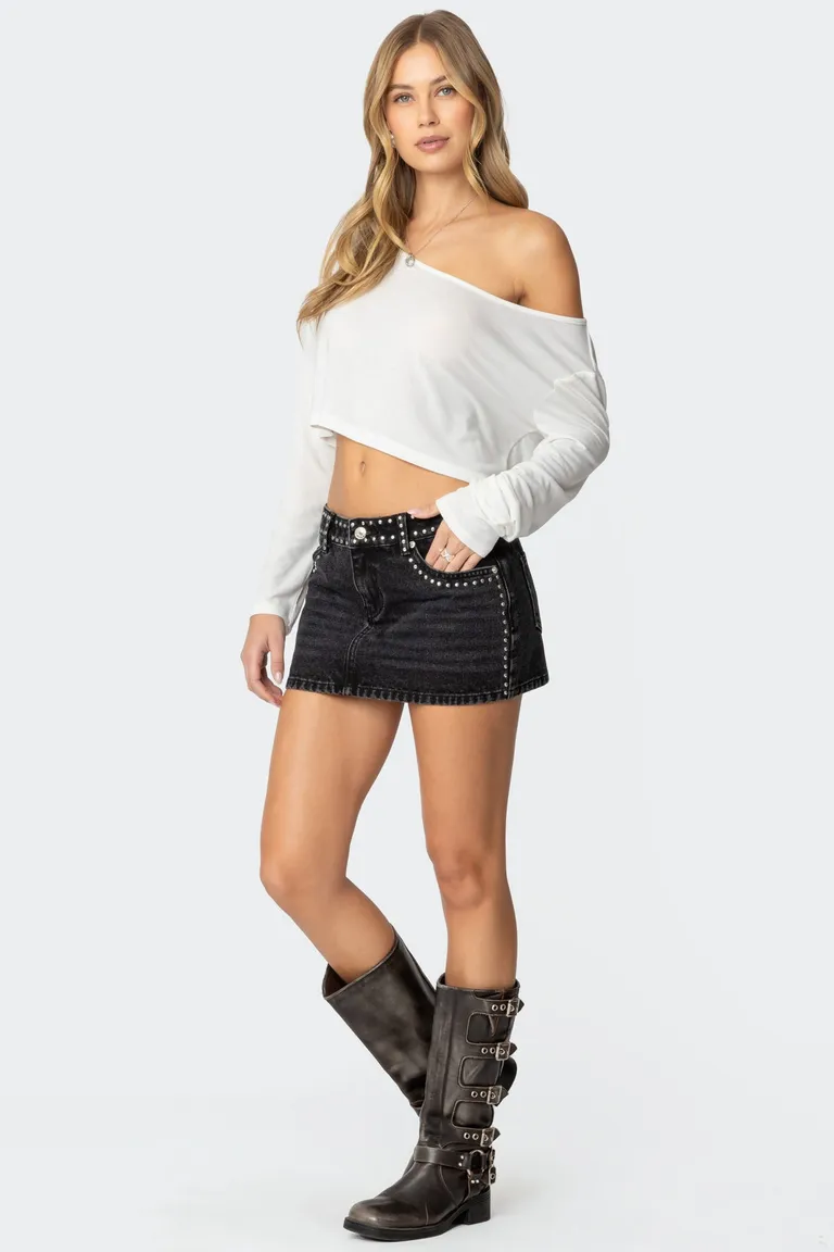 Mini falda denim tachas mia de Edikted en Faldas para argentina