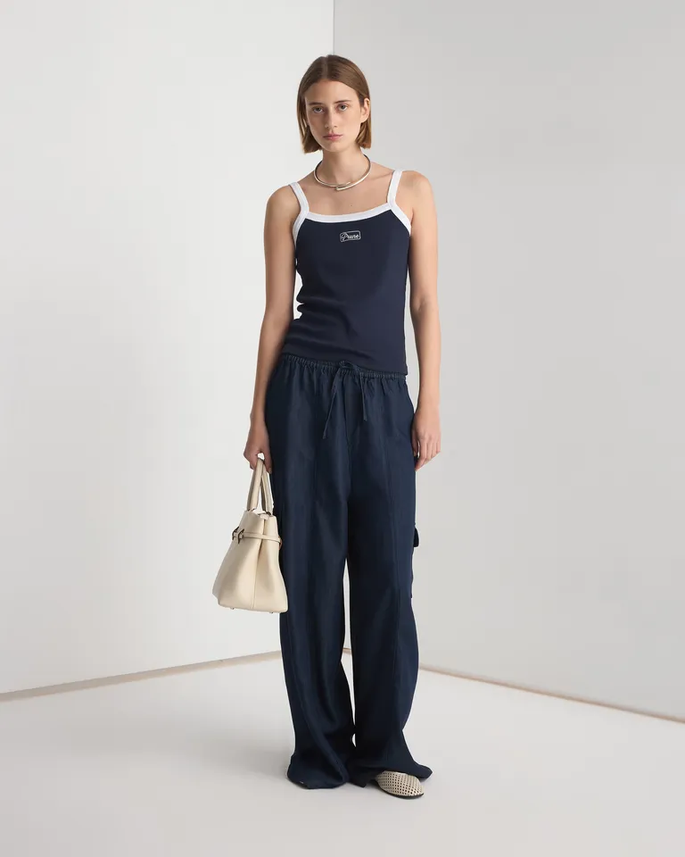 Musculosa bicolor de algodón con logo distintivo de Prüne en Tops para argentina