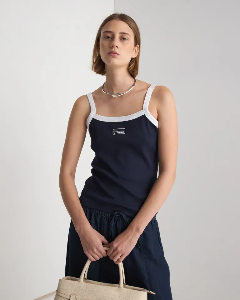 Musculosa bicolor de algodón con logo distintivo de Prüne en Tops para argentina