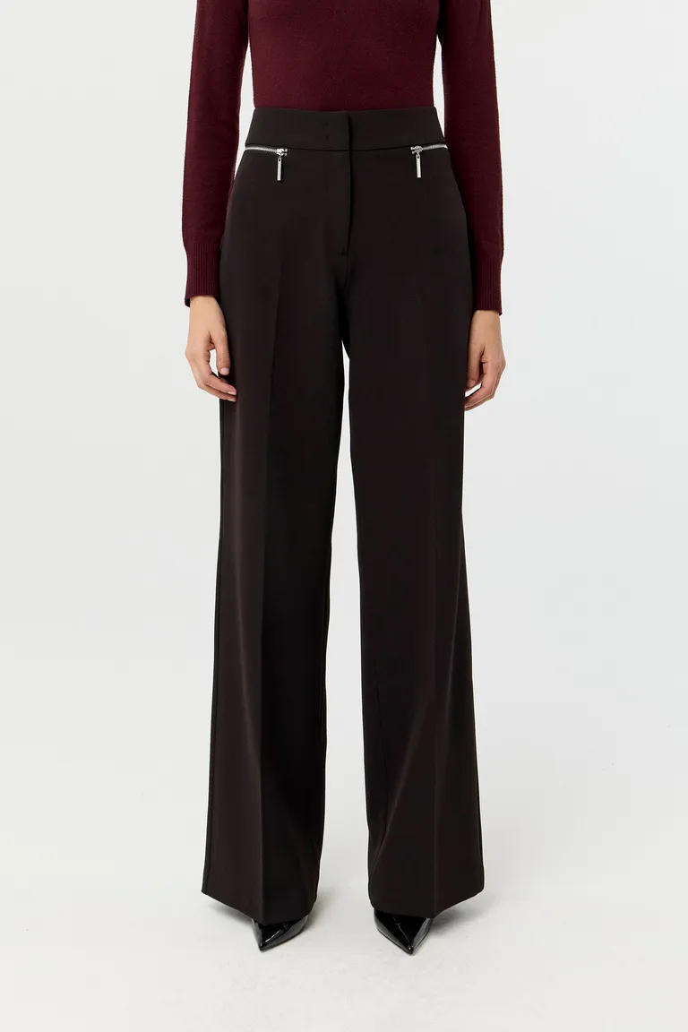 Pantalón de sastrería tiro alto pierna ancha con bolsillos delanteros con cierre de Markova en Pantalones para argentina