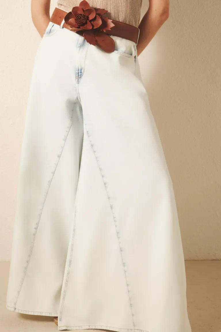 Pantalón de cintura alta y pierna ultra ancha en denim lavado bleach de Rapsodia en Pantalones para argentina