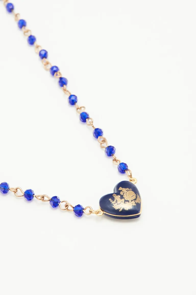 Collar de cadena de piedras facetadas con dije de corazón central de Rapsodia en Bijouterie para argentina