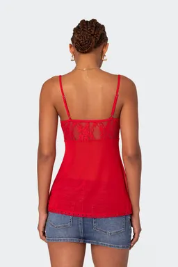 Musculosa mimosa encaje transparente de Edikted en Tops para argentina